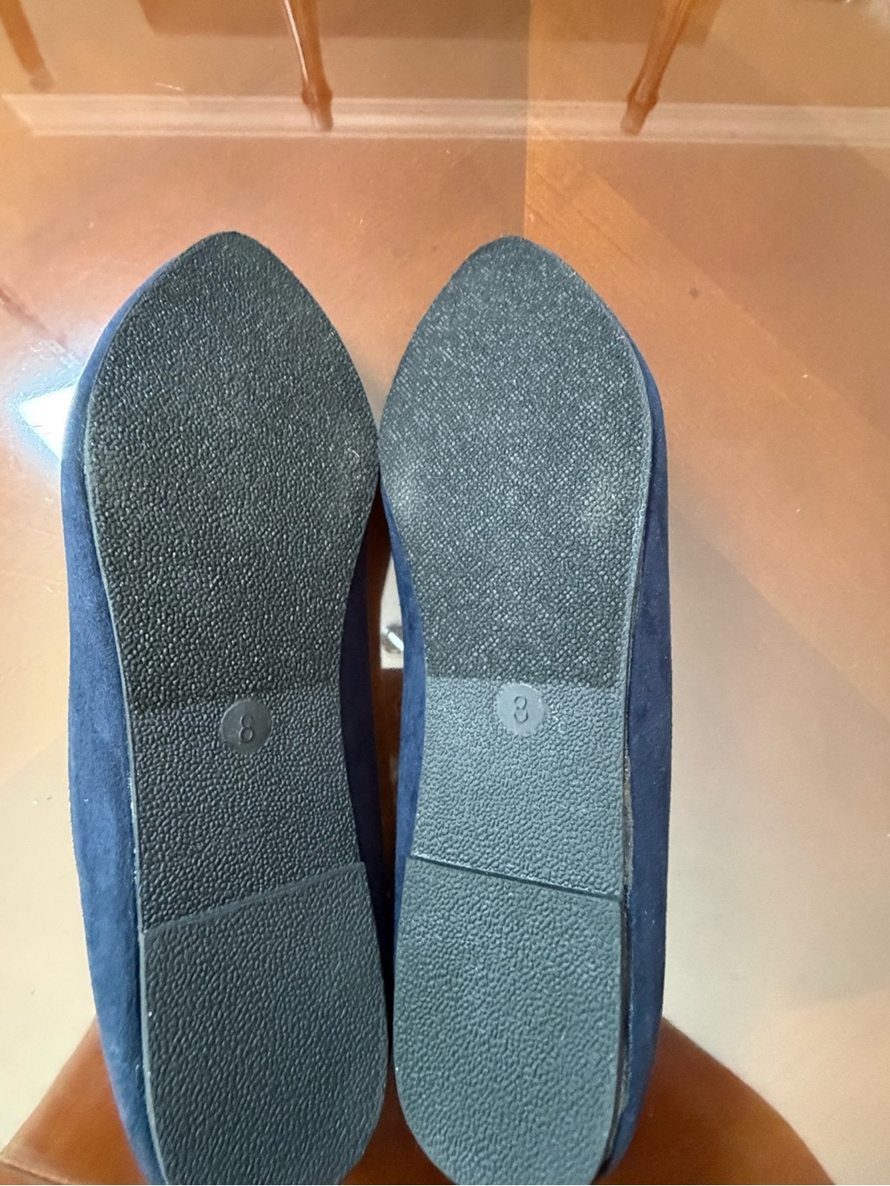 TALLIA Navy Pointed Pom-Pom Quilted Flats - Picture 4 of 6